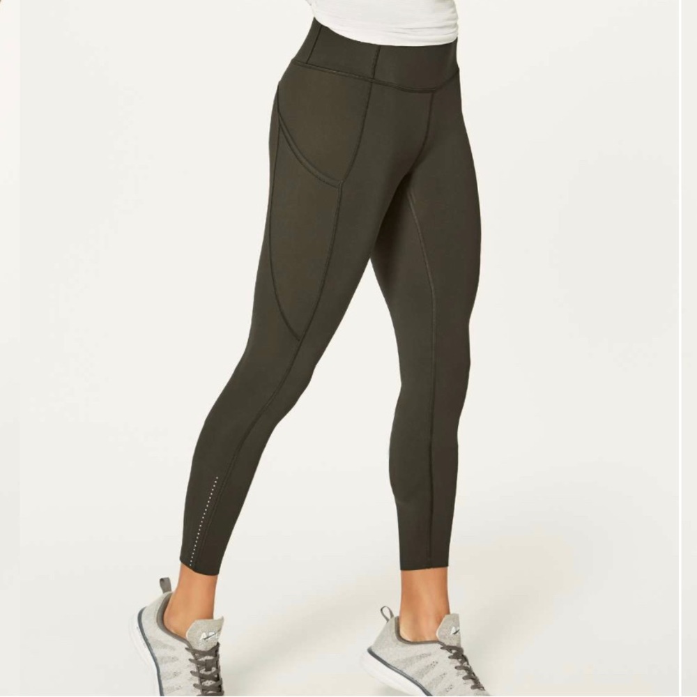 Lululemon Fast & Free 7/8 Tight II *Nulux 25" - Dark Olive